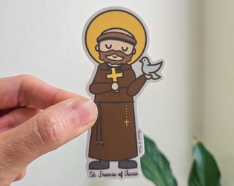 Saint Francis of Assisi, Patron of Animals & Environment, Catholic Saint Sticker Gift