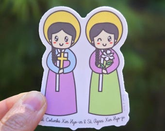 Saint Columba & Agnes Kim Sticker, Faithful Sisters, Martyrs, Catholic Christian Saint Gifts