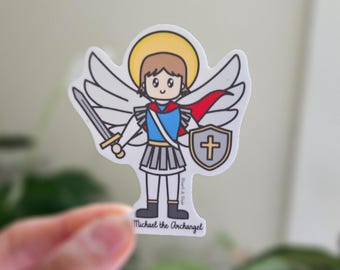 Saint Michael Archangel Sticker, Patron of Spiritual Protection, Catholic Saint Stickers, Christian Faith Gifts