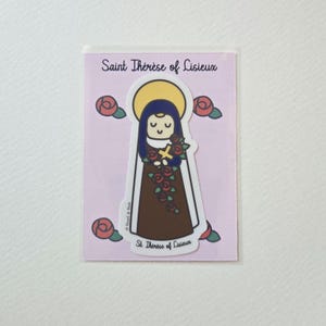 Autocollant Sainte Thérèse de Lisieux 3", cadeau catholique, oeuvre d'art pour enfants, vinyle imperméable, autocollant bouteille d'eau, autocollant religieux