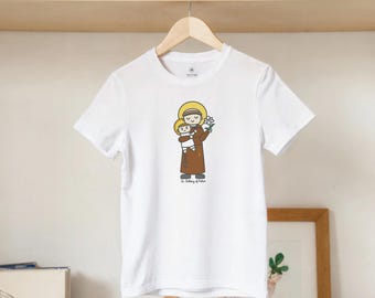 Saint Anthony and Baby Jesus Kids Shirt | Catholic Youth T Shirt | St Anthony Kids Tee | Christian Gift for Boys Girls | Religious Shirt