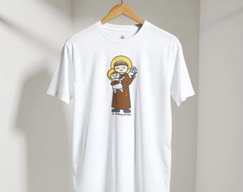Saint Anthony and Baby Jesus Shirt | Catholic T Shirt | Christian Gift for Men Women | Saint Anthony of Padua Tee | Religious Apparel