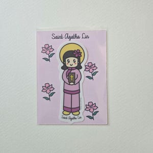 Sticker Sainte Agatha Lin 3", cadeau catholique, oeuvre d'art pour enfants, vinyle imperméable, autocollant bouteille d'eau, autocollant religieux