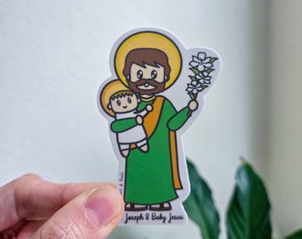 Saint Joseph and Baby Jesus, Patron of Fathers and Workers, Saint Sticker Gift