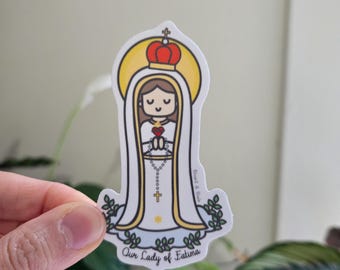 Our Lady of Fatima Sticker, Blessed Virgin Mary, Saint Sticker, Patroness of the Rosary, Catholic Gifts