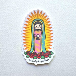 Adesivo della Madonna di Guadalupe, impermeabile, 3,75", Beata Vergine Maria, Santa cattolica messicana