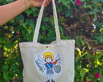 St. Michael the Archangel Medium Shoulder Tote Bag with Magnetic Snap