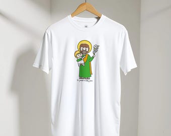 Saint Joseph Shirt | St Joseph and Baby Jesus Tee | Catholic T-Shirt | Christian Gift for Men Women | Holy Family Apparel