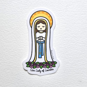 Unsere Dame von Lourdes Aufkleber, wasserdicht 3 ", Jungfrau Maria, katholischer Heiliger