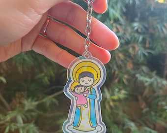 Our Lady of La Vang Keychain, Patroness of Vietnam, Blessed Virgin Mary & Baby Jesus, Catholic Gifts