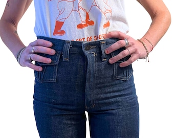 Vintage jeans 70s bell bottoms wide flare legs by OUI