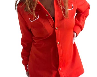 Vintage red two piece 70s 60s pant set leisure suit