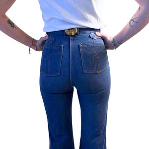 Jeans vintage anos 70 flare cintura alta Napoleon