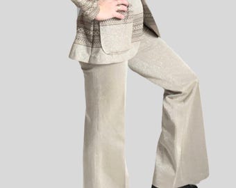 Vintage gold two piece 70s pant set leisure suit