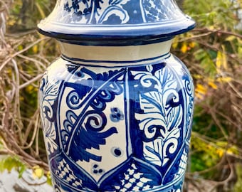 Extra Large Mexican Talavera Hand Painted GINGER JAR  With Lid 21" Signed  RAMÍREZ