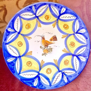 Lario-style Majolica Sgraffito Pottery Wall Plate Charger Platter EUC 12”