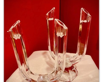 Nachtmann Marc Aurel Crystal Candle Holders - Pair Dual Light Sconces