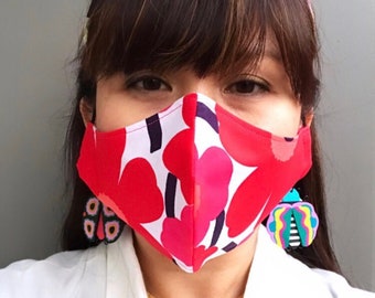 Red Marimekko Three Layer Face Mask