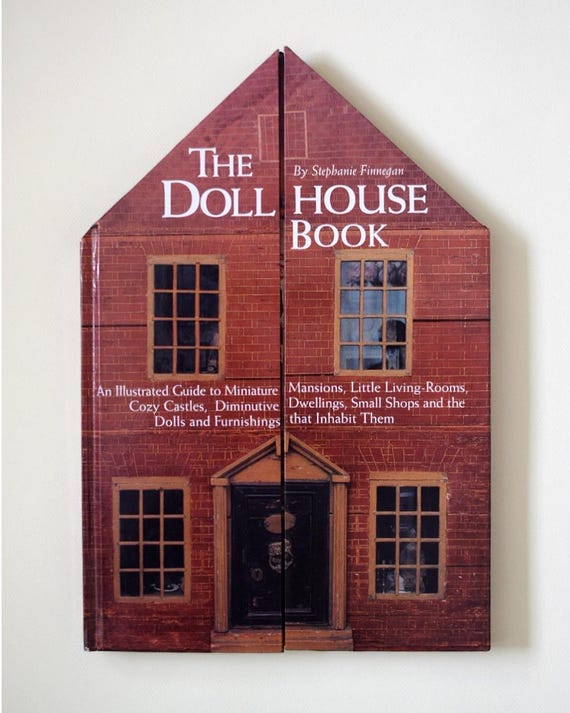 Vintage The Doll House Book by Stephanie Finnegan | Illustrated Guide to Miniatures & Dollhouses | 1999 Collectible House Shaped Book