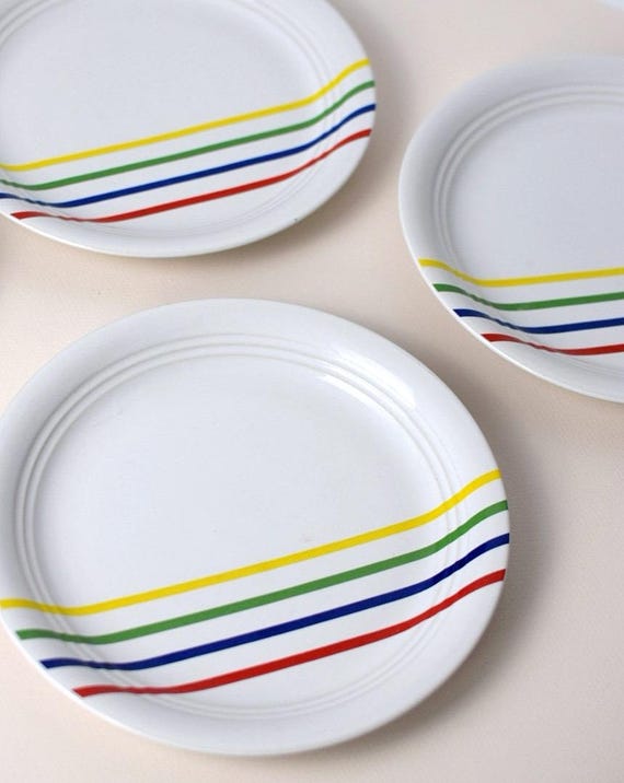 Vintage Anchor Hocking Rio Plates | Set of 4 | 1980s Kitchenware