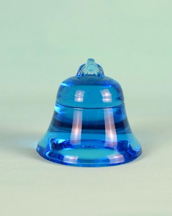 Vintage Blue Glass Bell Paperweight | Mid-Century Decor