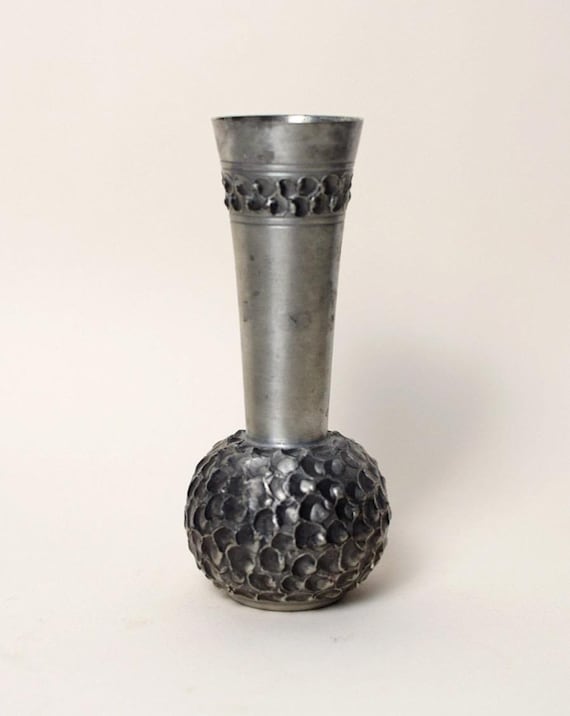Vintage Pewter Bud Vase | Selandia Norway | Scandi Minimalist Vase | Brutalist Design | Nordic Decor