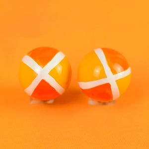 1960er Jahre Mod Ohrclips: Orange/Gelb Retro Design