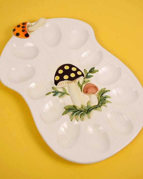 Vintage Merry Mushroom Deviled Egg Tray | RARE | Sears and Roebuck 1976 | Cottagecore