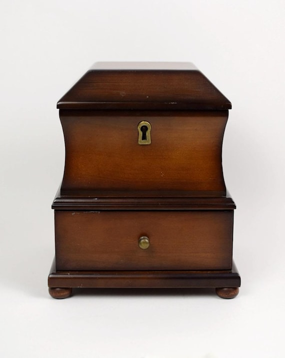 Vintage Bombay Company Wooden Jewelry Box | Mahogany Finish