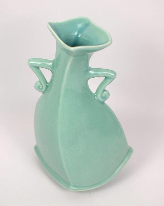 Vintage Teal Michael Lambert Dancing Vase | Sculptural Art Pottery | Circa 1980s | Postmodern Decor