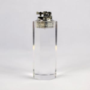 Vintage 1970s Clear Lucite Octagon Table Lighter | Mid‑Century Decor