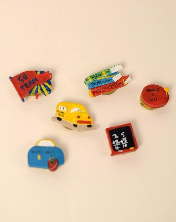 Vintage School-Themed Button Covers | Set of 6 | Retro Teacher Gift