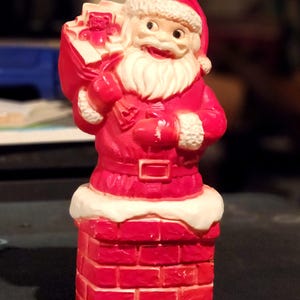 Vintage DAPOL 12&quot; Blow Mold Santa in Chimney NO Light Christmas Xmas Decor Kitschy Retro Holiday Collectible