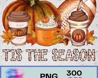 Fall Season PNG: Pumpkin Spice, Football, Tis the Season (Digital Download)