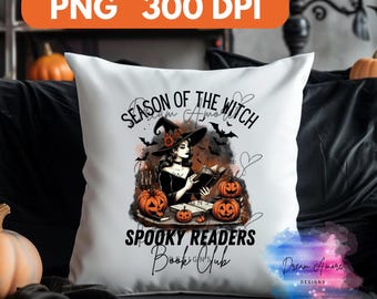 Heksenlezing, png-bestand: Spooky Book Club Halloween-ontwerp (digitale download)
