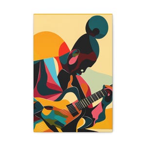 Jazz Guitarist Canvas Art, Vibrant Wall Decor, Music Lover Gift, Home Office Wall Art, Guitar Wall Art