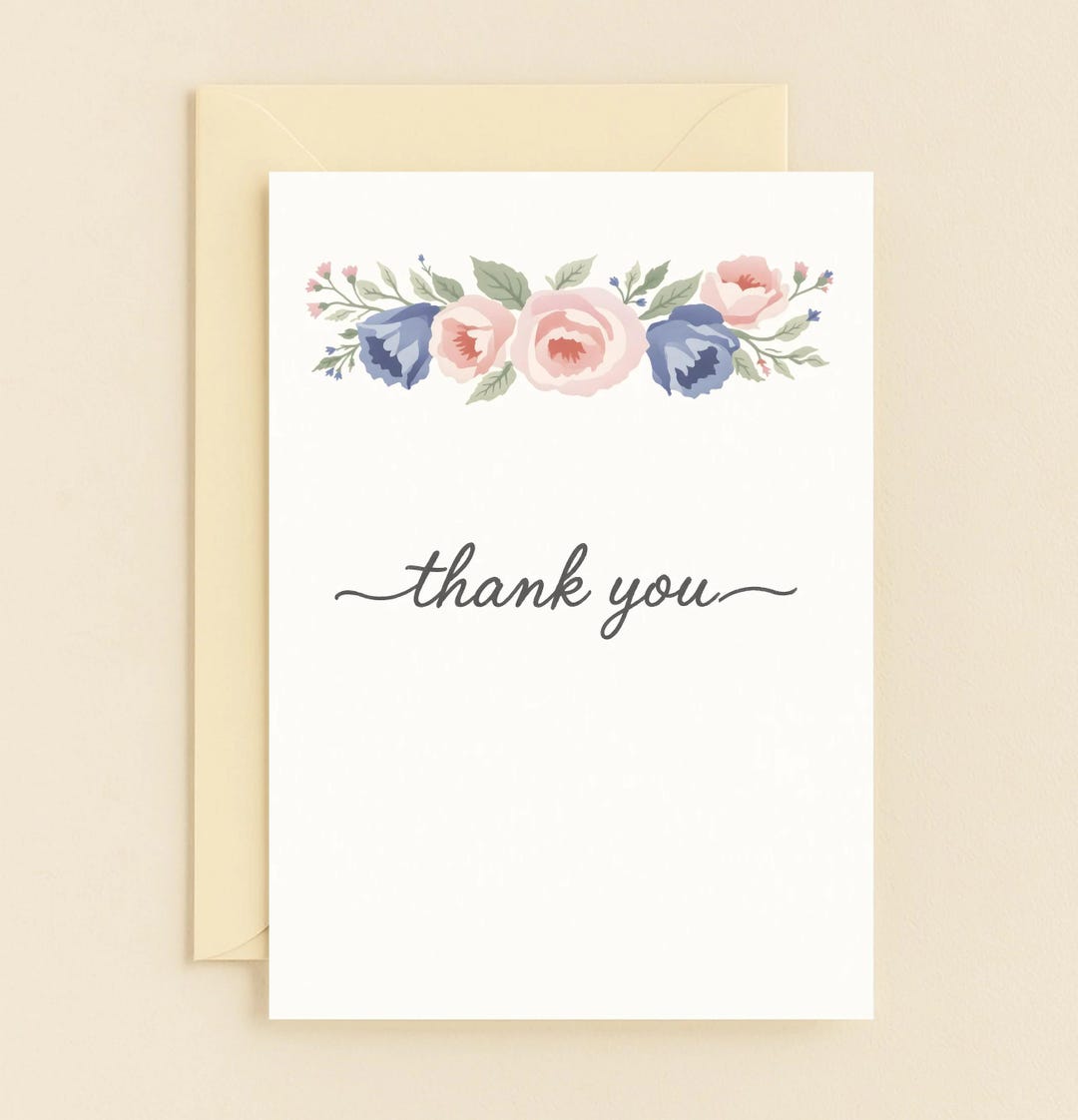 Floral Thank You Note Card - Etsy