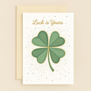Four Leaf Clover Good Luck Card