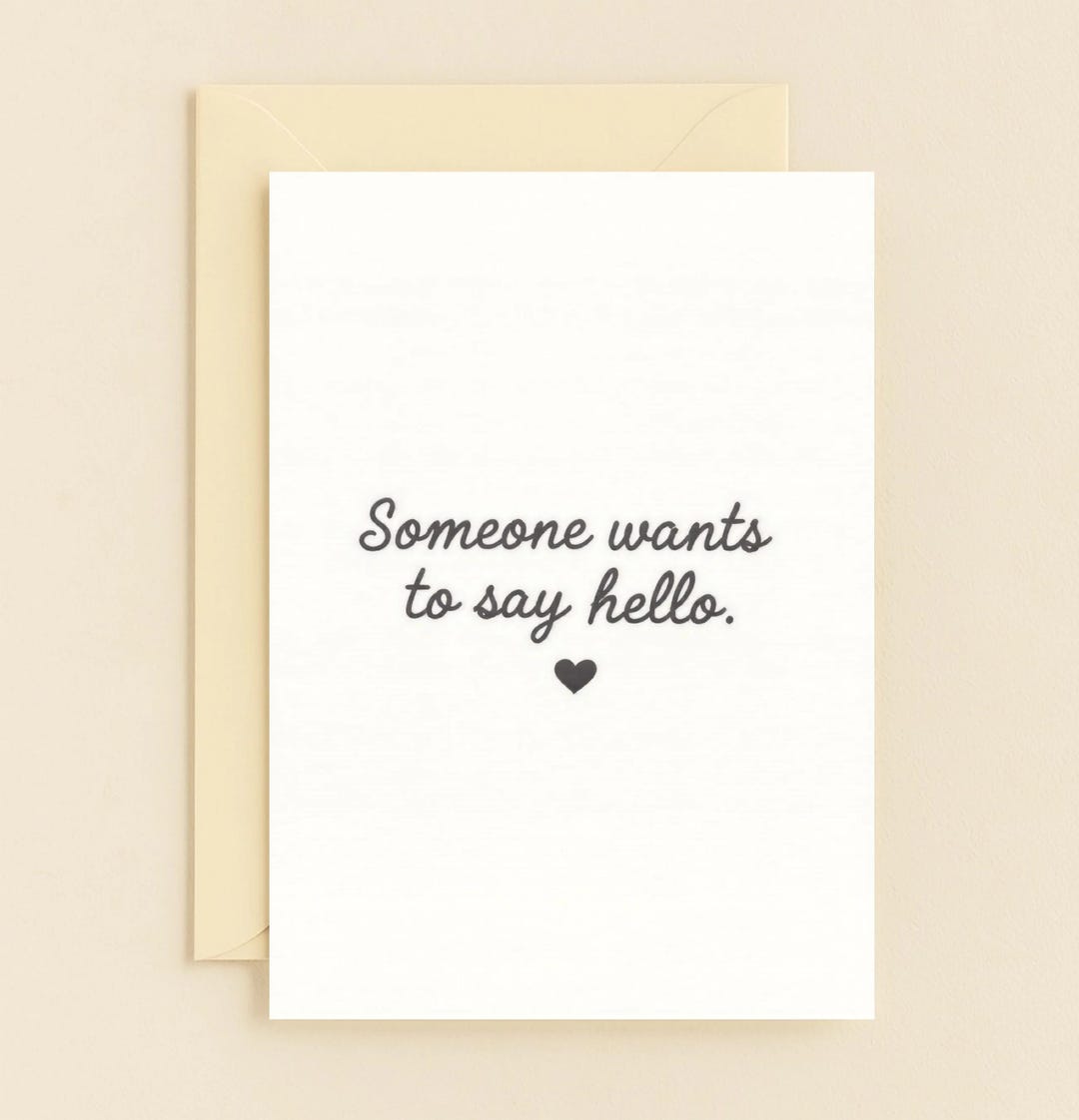 Hello Greeting Card Cute Heart Design - Etsy