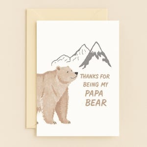 Carte de remerciement Papa Ours Design Montagne