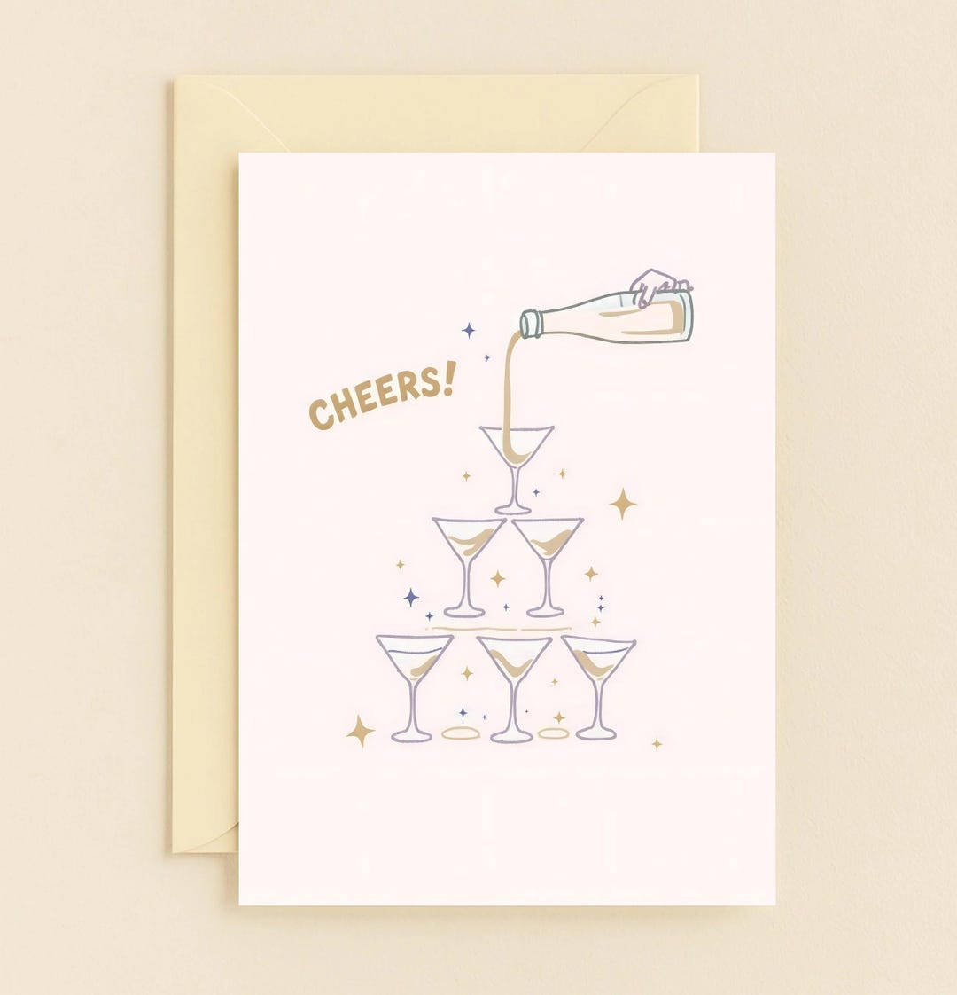 Funny Birthday Greeting Card Champagne Tower Cheers - Etsy