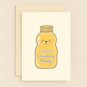 Carte d'anniversaire de bouteille de miel d'ours mignon
