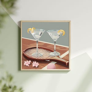 Rakieta tenisowa i cytrynowy twist Martini wydruk cyfrowy