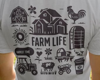 Farm Life PNG Design: Rustic Barn, Tractor, Harvest Time (Digital Download)