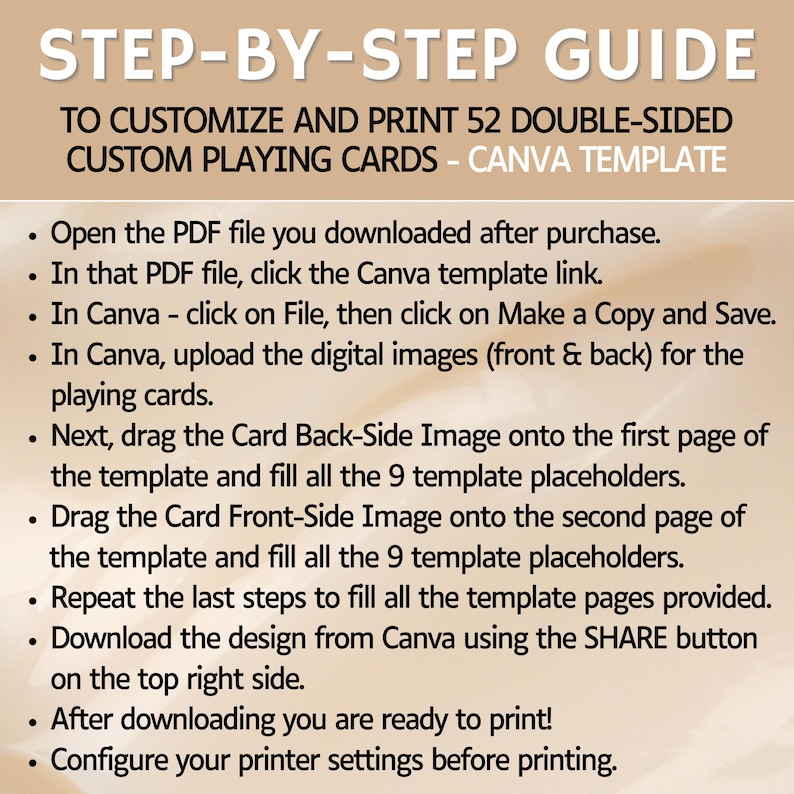 Sublimation Playing Card Canva Template | 52 Double-sided Cards - Etsy ...