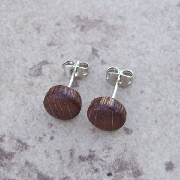 Rustic Oak Tree Branch Wooden Stud/Post Earrings -  A Nice Jewelry Gift For Her Birthday, Anniversary, And Graduation - 3/8" - 538