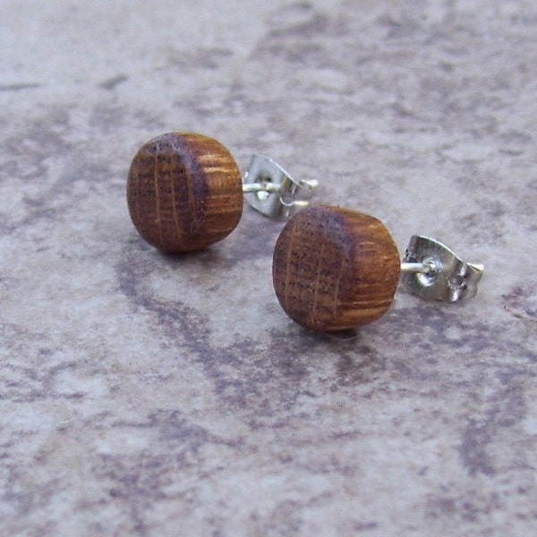 Rustic Oak Tree Branch Wooden Stud/Post Earrings -  A Nice Jewelry Gift For Her Birthday, Anniversary, And Graduation - 3/8" - 466
