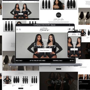Shopify-Theme für luxuriöses schwarzes Haar & Shopify-Theme für Friseursalons – Friseursalon, Clip-Ins, Haarteile, Schönheitsprodukte, Weiß