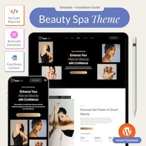 Skincare WordPress Theme, Spa & Beauty Template, Body Treatment, Wellness, Facial, Organic Skincare, Self-Care, Elementor One Page Site