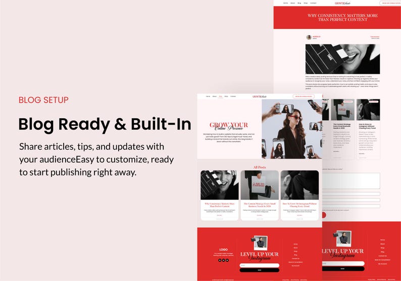 SEO-friendly Elementor website template for Instagram coaches, social media experts, and digital entrepreneurs